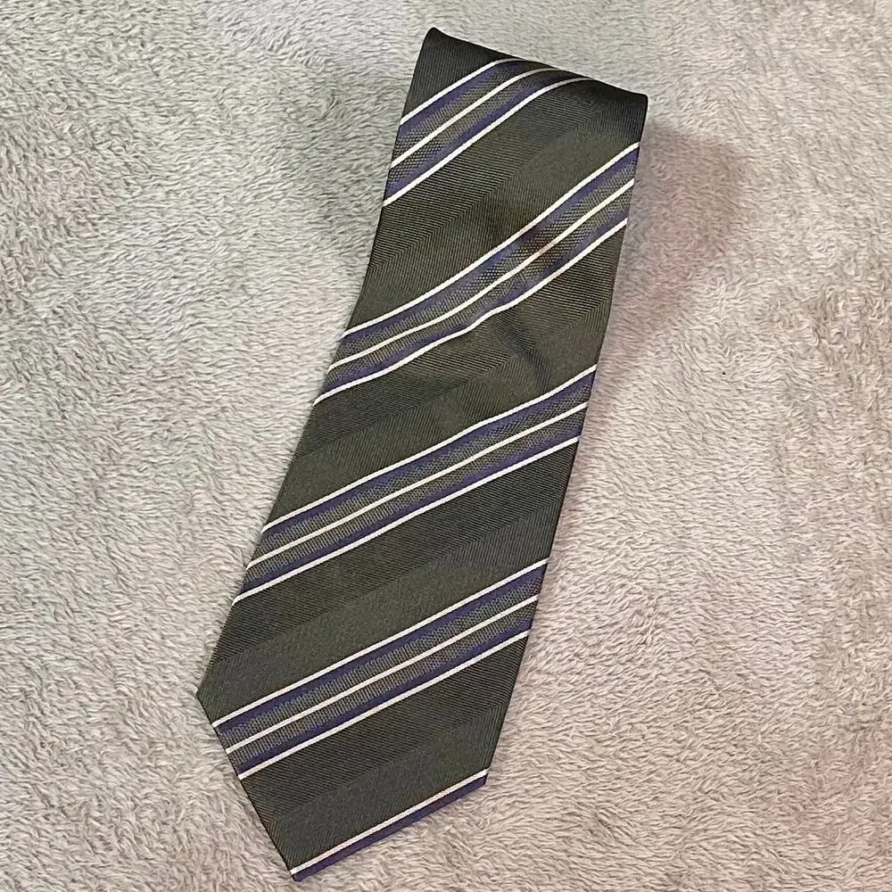 NWT Banana Republic Tie Green Blue Striped Silk Blend Classic Mens